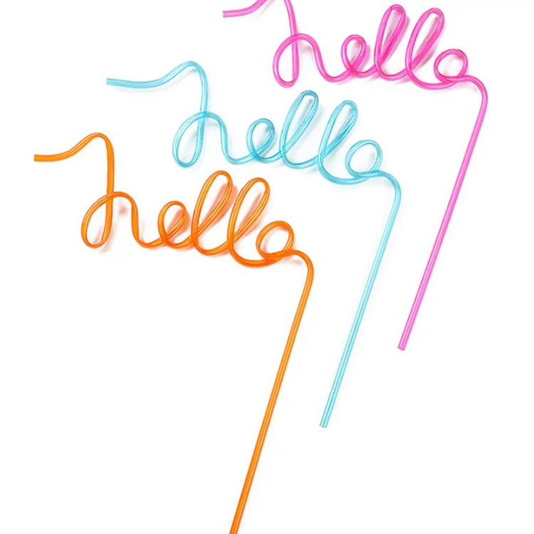 Fashional Novelty Custom Crazy Logo Letter Shape Party Decoration Reusable straw crazy drinking straw