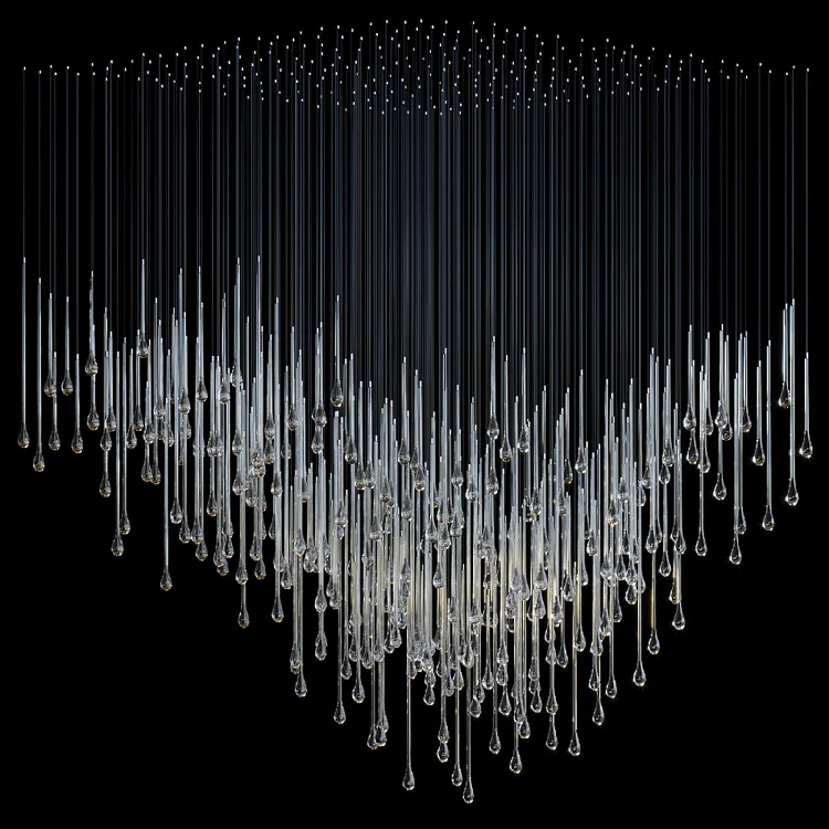 Engineering Customized Rain Drop Shape Lamp Decoration Show Room Big Hotel Lobby Crystal Glass Luxury LED Chandelier