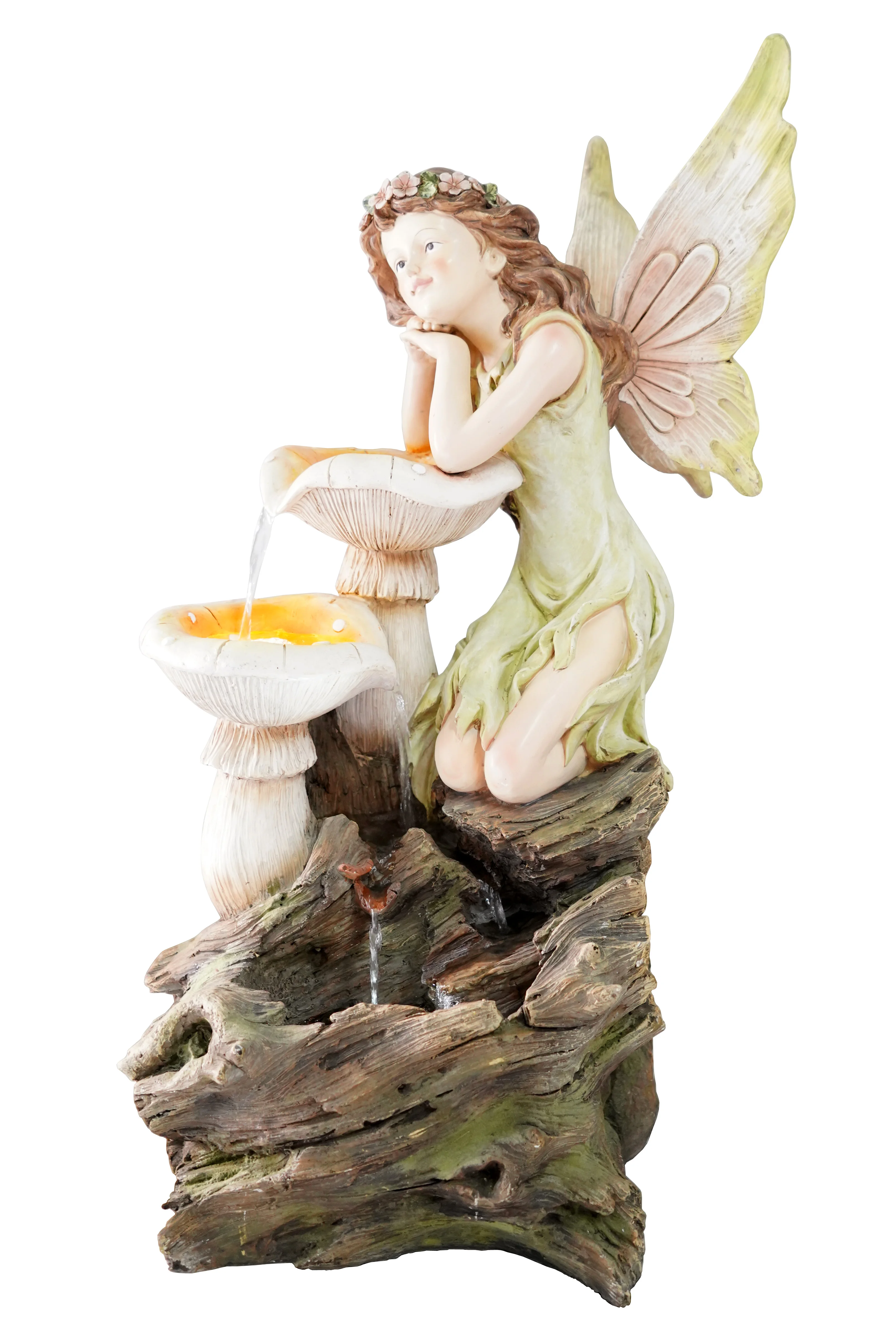 Solar Angel Mushroom water fountain outdoor garden floor water feature decoration