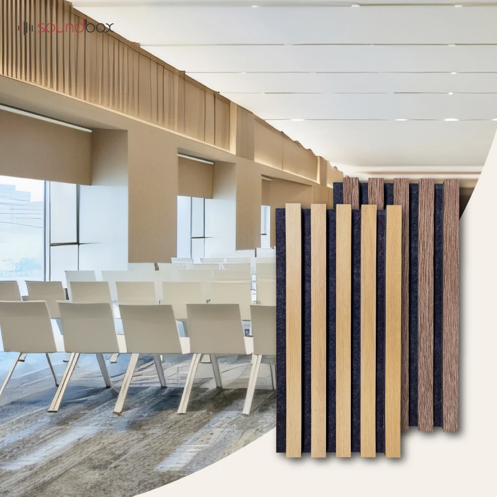 Soundbox office recording studio noise cancelling slat board soundproof acoustic panels wall panels sound