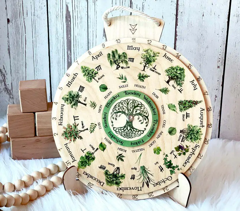 Wholesale Creative Pendant Wooden Wheel Calendar Wooden Crafts For Home Decoration