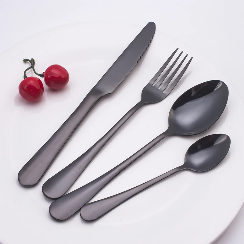 Cheap stainless steel cutlery set with high quality  brushed gold flatware