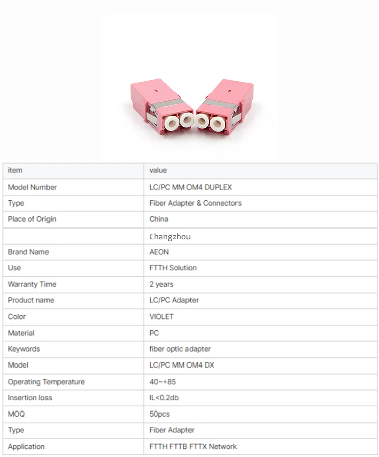 Dierite-Jt FTTH Fiber Optic Adapter with Low Insertion Loss and OM4 for Reliable Telecommunication Networks with FactorySupport