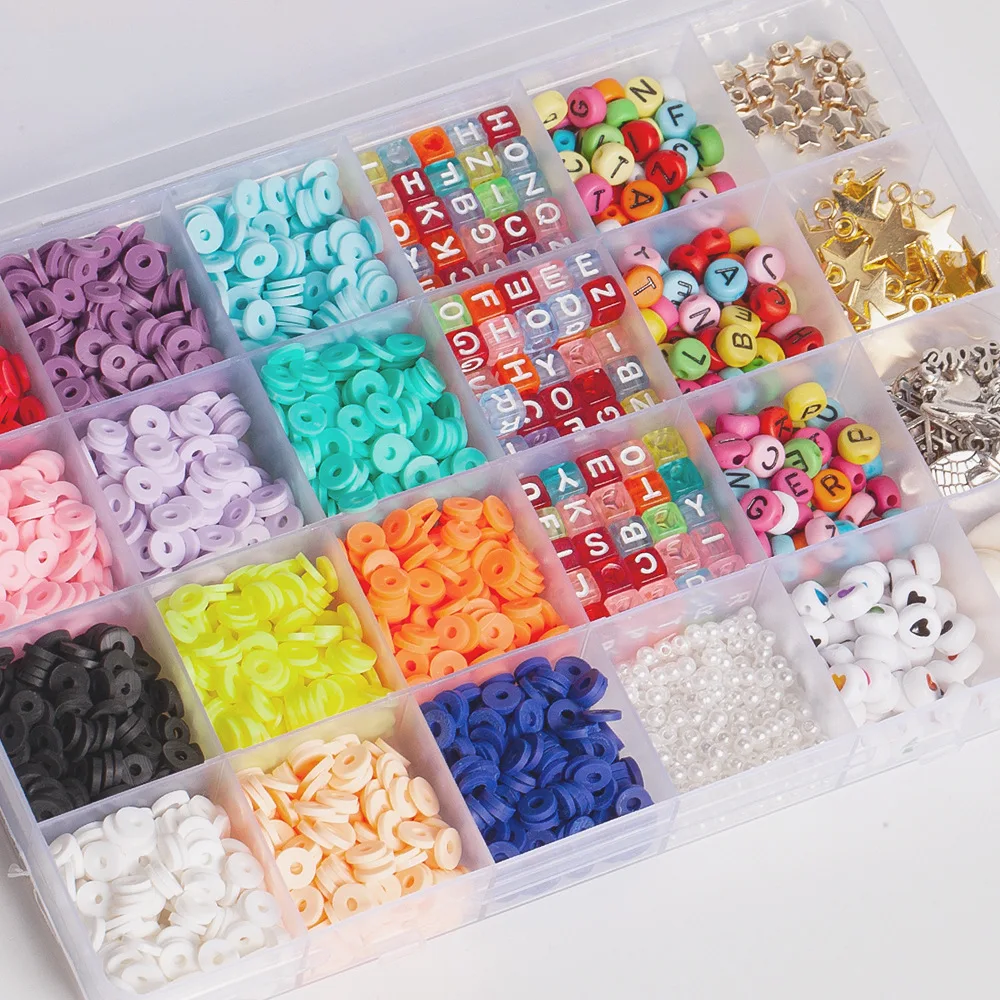 Amazon Hot Rainbow Mix Polymer Clay Bracelet Beads Polymer Clay Disc Beads For Jewelry Making Bracelets Necklace Earring