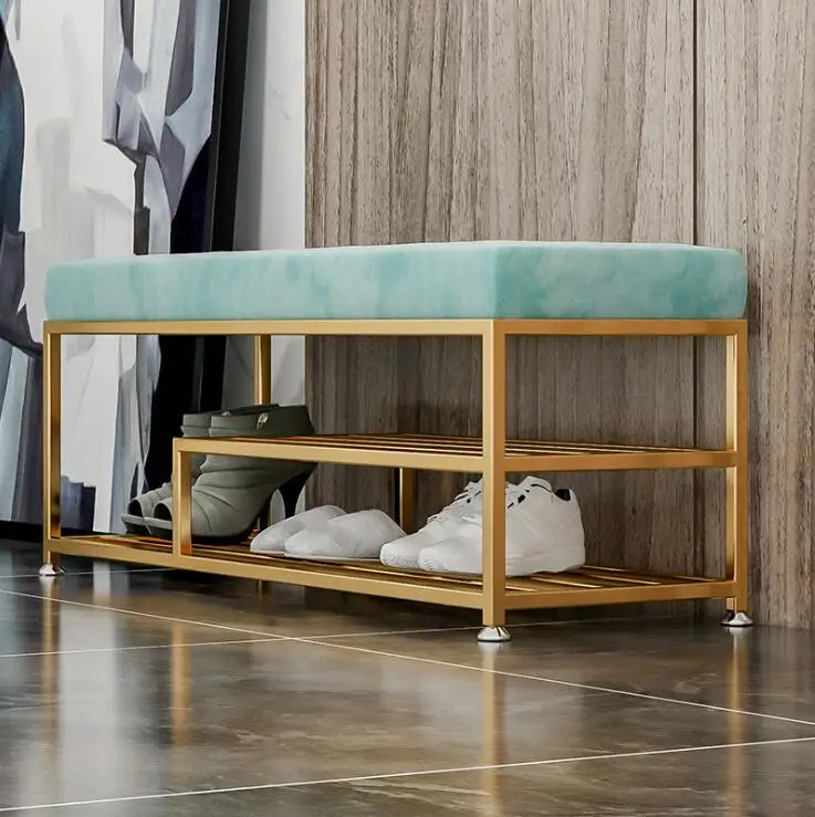 Nordic living room bench fashion shop shoes stool shoe store iron bench