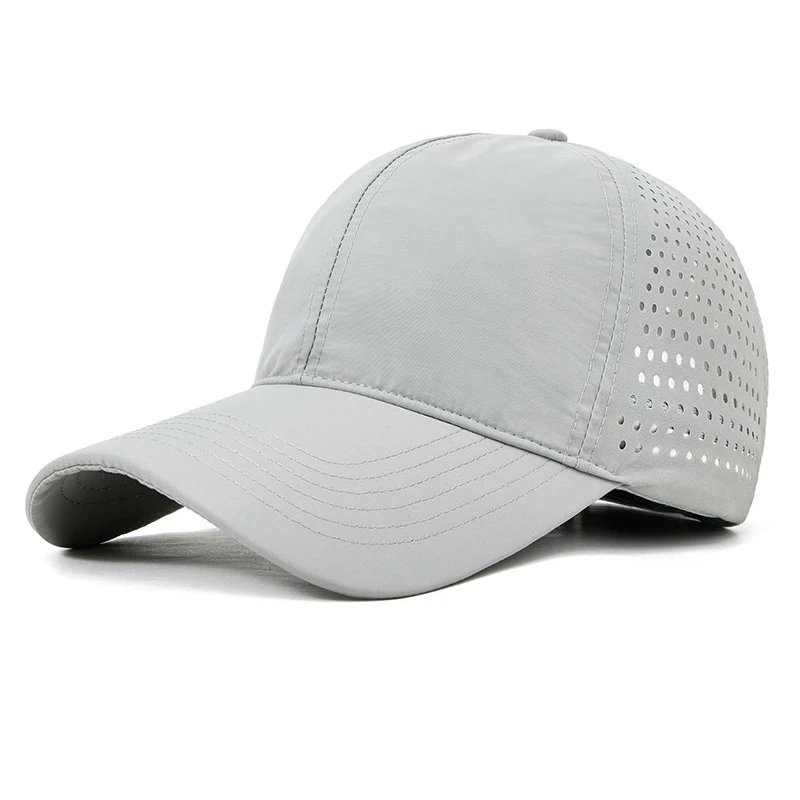 Breathable quick dry waterproof nylon golf performance perforated laser cut drilled hole high quality sport dad hats