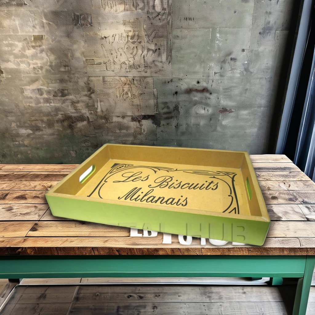 Custom-Size Mango Wood Rectangular Tray with Quotes Colored Serving Tray for Home Use for Tea Serving