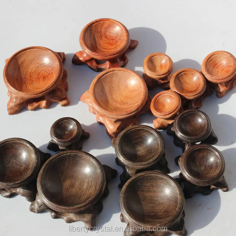 Hand Carved Wooden Stand Base Orb Holder For Crysta Quartz Sphere Ball