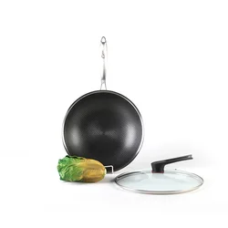 AXA Hot Selling Induction Wok Chinese Stainless Steel Non Stick Less Oil Cooking Healthy Diet Wok Pan Kitchen Accessories With L
