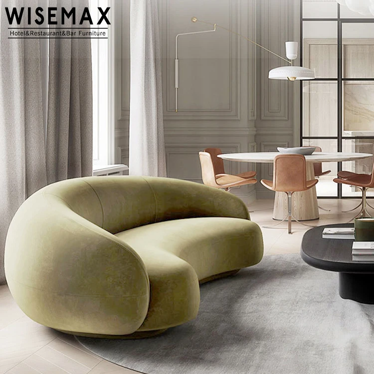 WISEMAX FURNITURE New Design Curved Sofa Crescent Shaped Sofa Designs Leisure Couch Sofas  For Living Room Home Furniture