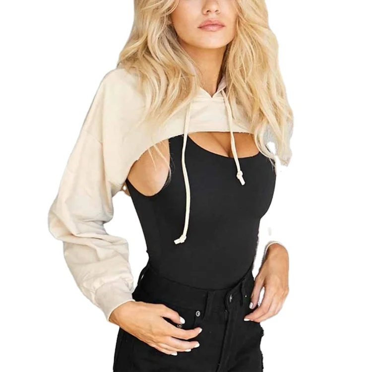 Custom bust out super cropped top hoodie women oversized camo french terry hoody wholesale china