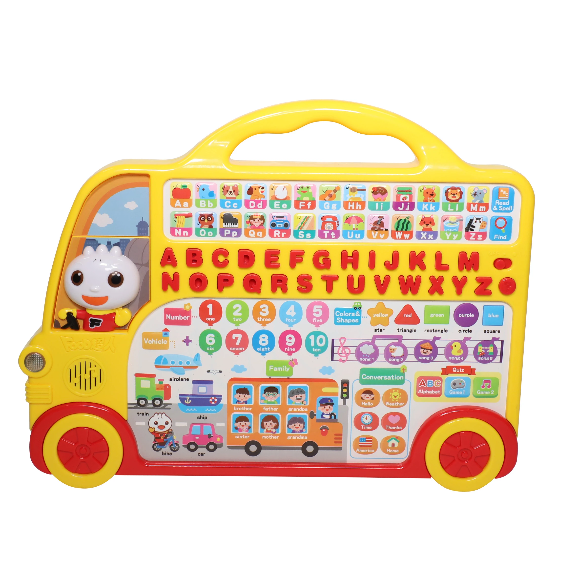 Number and Letter Recognition Phonetics Musical Learning School Bus Toy
