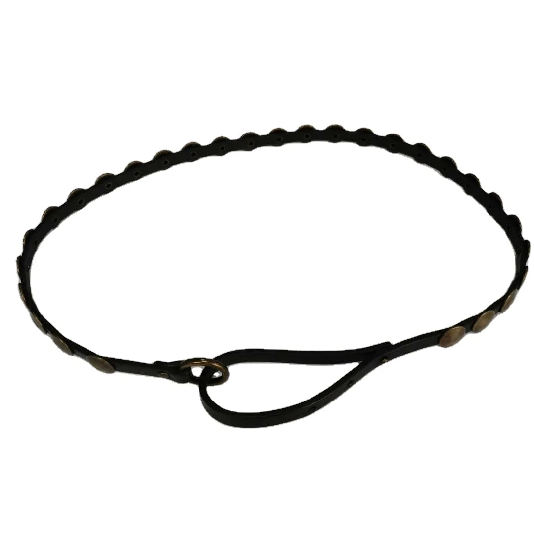 Width 10MM 100% Real Leather Waist Chain High Quality Metal Belt with Round Buckle
