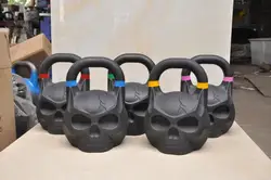 Painting Weight Lifting Cast Iron Kettlebell with skullface