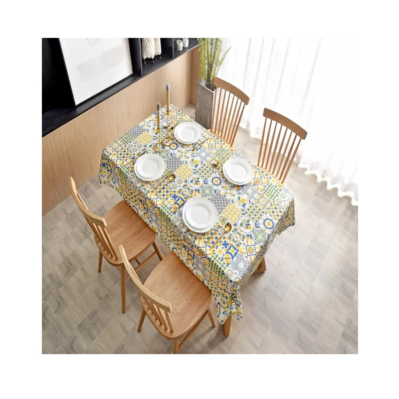 В геометрическом стиле полиэфирные ткани печатных скатерть для приготовления пищи на воздухе домашний текстиль скатерти водонепроницаемый стойкость цвета