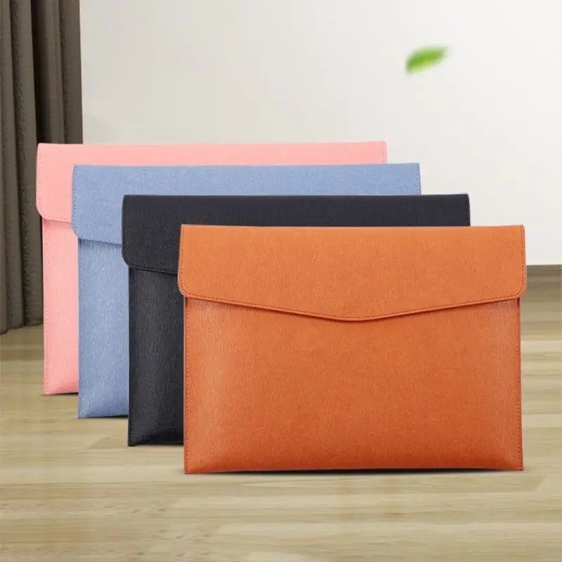 
Custom Genuine Leather Business Portfolio Bag File Folder A4 Document Folder Binder With Card Holder 