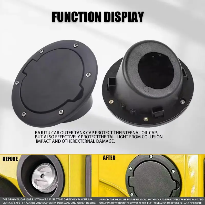 Easy Installation ABS Black Gas Cap Cover Fuel Tank Door for Jeep Wrangler JK & Unlimited 2007-2018 2/4 Door