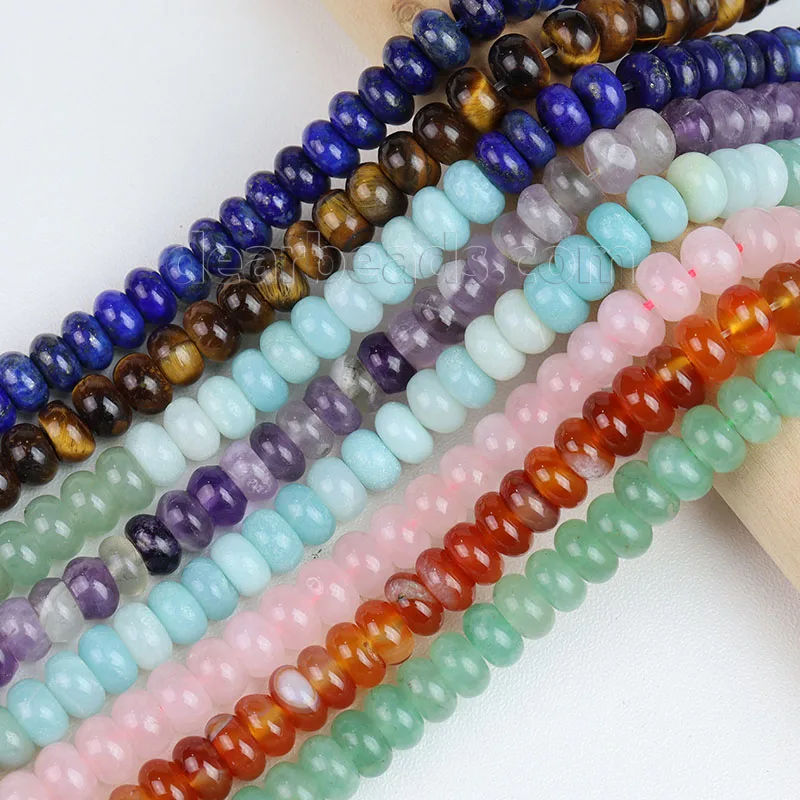 Wholesale Natural 4x6mm 5x8mm Quartz Jasper Rondel Gemstone Bead, Rondelle Wheel Shape Crystal Stone Beads for Jewelry Making