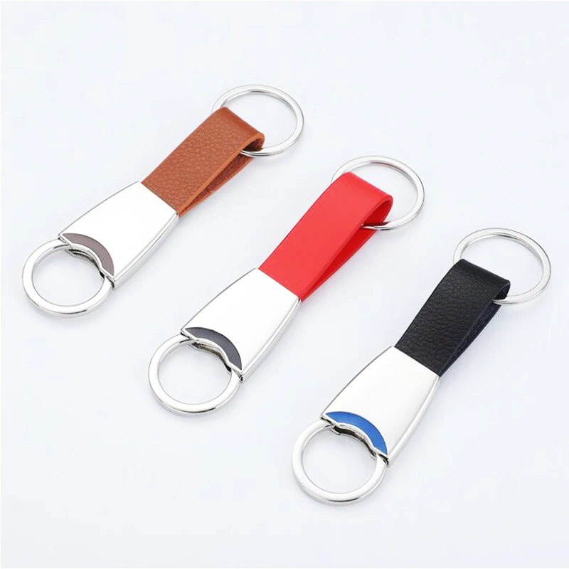 Zhongshan one way cheap wholesale fashion metal custom car logo pu genuine leather customized keychain