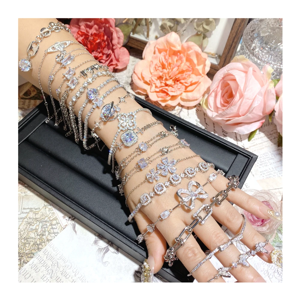 pulseras plata Wholesale Bracelets Jewelry Accessories Women DIY silver Snake Chain Bead Charm gold bracelets
