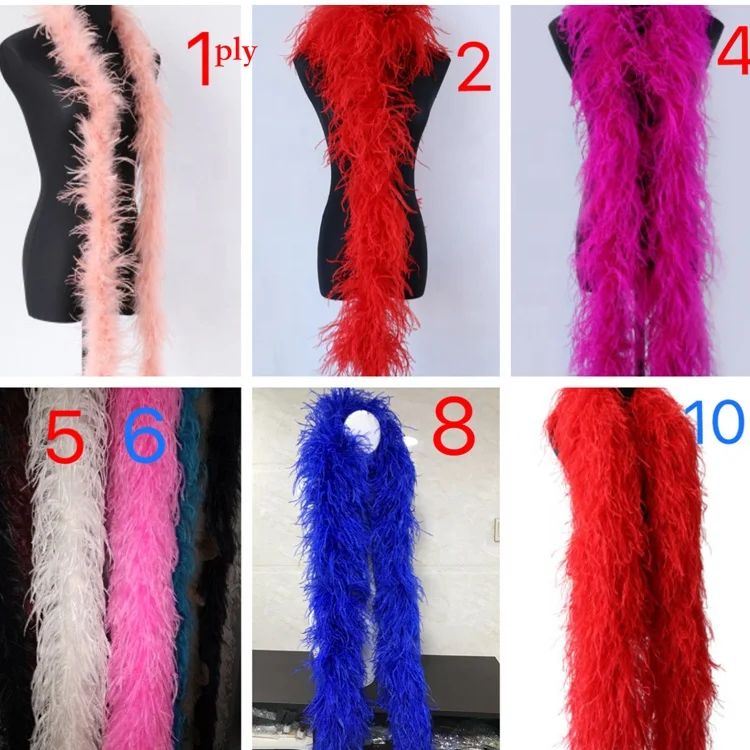 Colorful Fashion rainbow ostrich feather boa Fluffy Turkey Chandelle Feather Birthday Boa Decorations