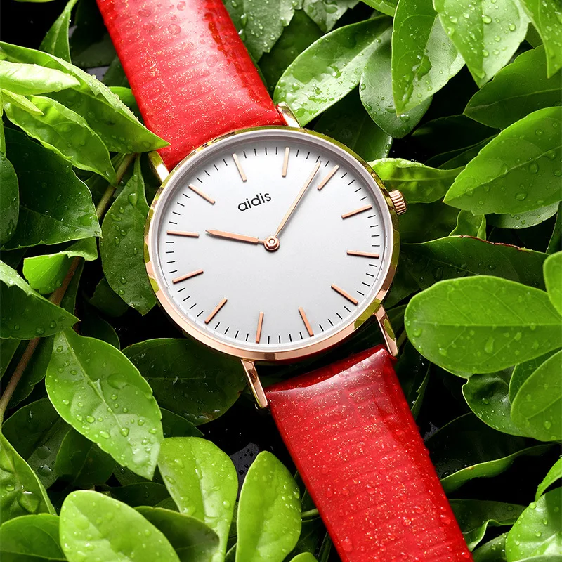 Dropshipping Watch female version of the simple fashion two-pin leather waterproof casual simple quartz watch