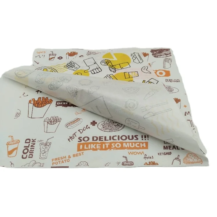 Смазочная оберточная бумага, индивидуальная печатная бумага для упаковки пищи, сэндвичей, бургеров