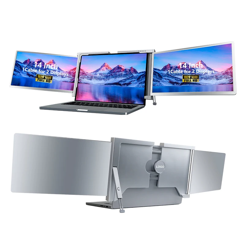 Factory Price 14 inch Full HD triple screen with Type-c port portable triple monitor for laptop USB A extension