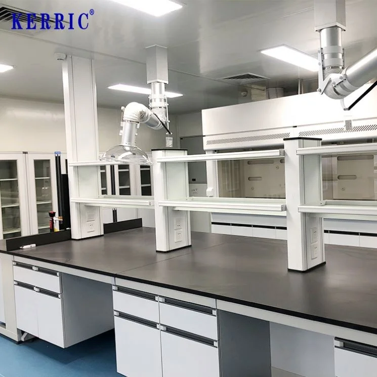 Metal laboratory furniture wall bench work station lab bench sink and cabinets