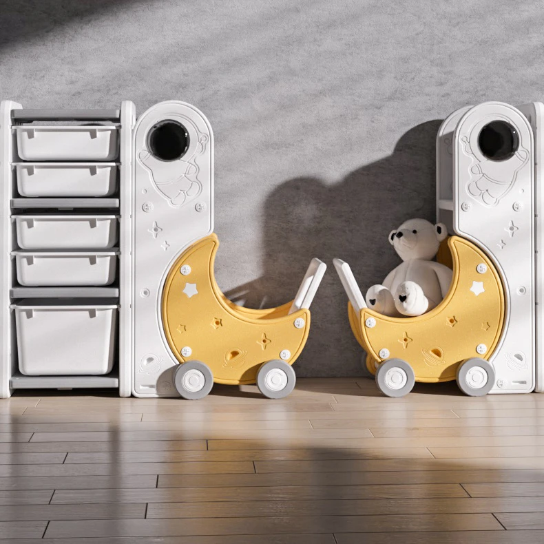 High Quality And Firm Children Toy Shelf Kids Baby Storage Clothes Cabinet Moon Shaped Storage Cabinet Shelf