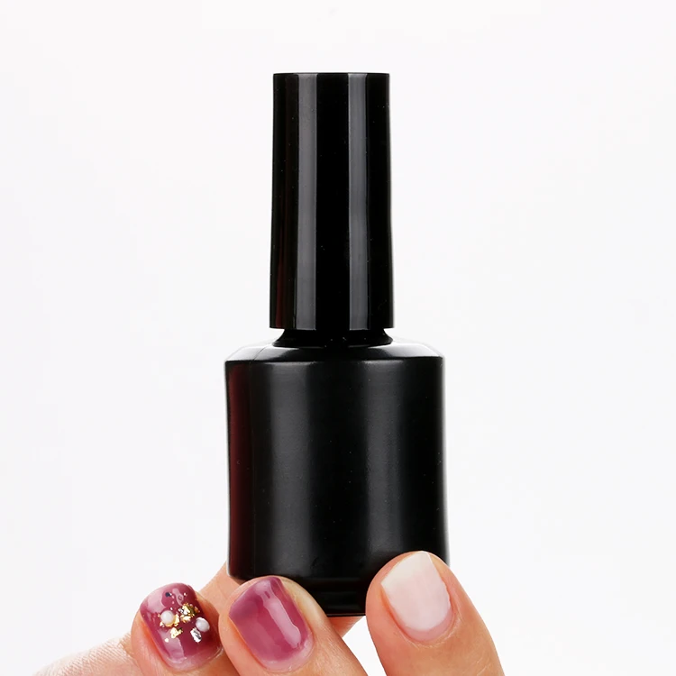 15ml matte black nail polish oil glue bottle custom logo uv gel pot on sale