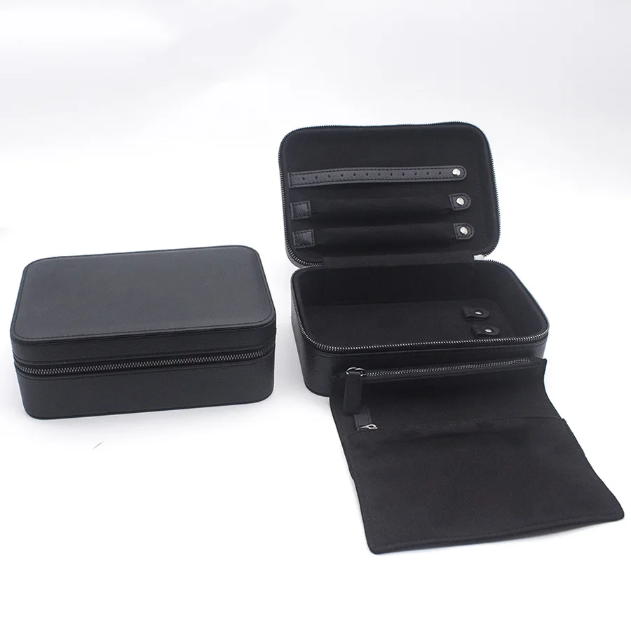 Custom Black PU Leather Travel Jewelry Accessories Storage Case Portable Jewellery Box Organizer