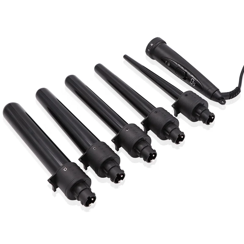 5 in 1 Professional Hair Curler Interchangeable Electric Set Curling Wand Barrels LEC Adjustable Temperature
