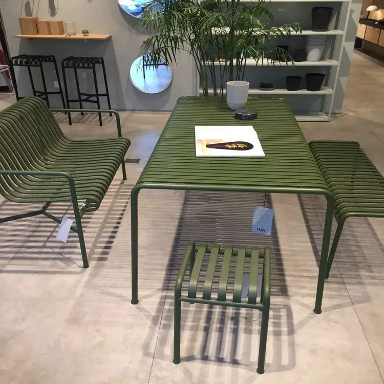 bubble tea shop wrought iron outdoor table chair bench American casual back chair balcony courtyard coffee table