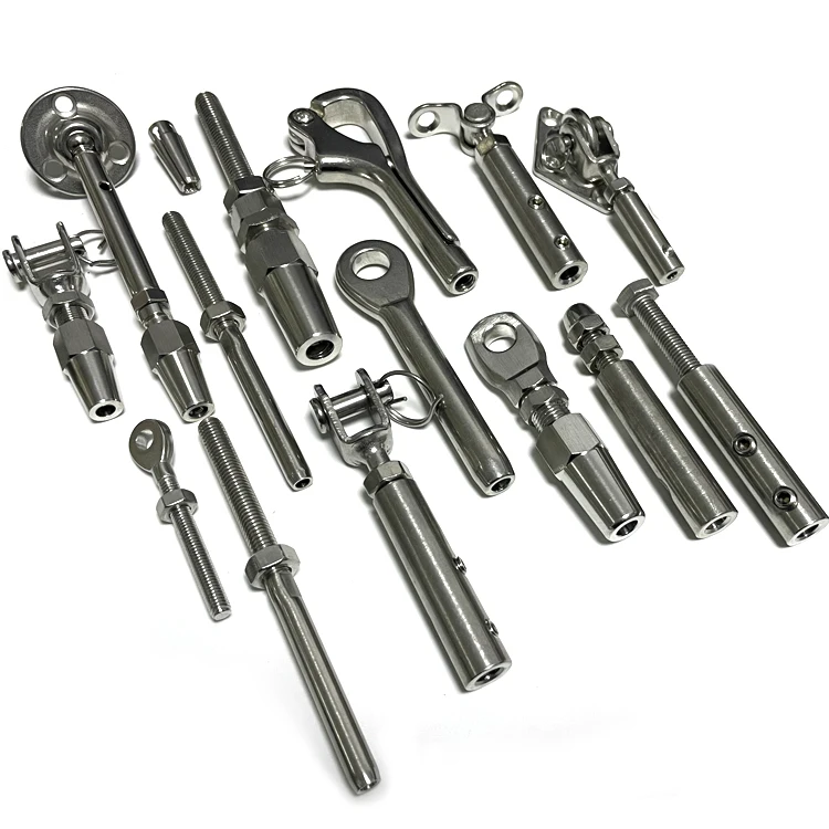 Heavy duty marine swageless and swage wire cable rail jaw toggle hook eye terminal turnbuckle