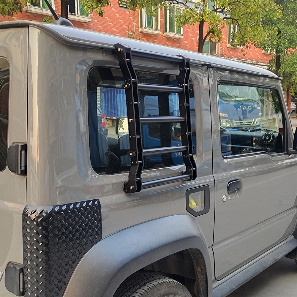 for Suzuki Jimny 19+ JB64 JB74 JB64W JB74W Black aluminum car Rear ladder rack 4x4 side mounted ladders