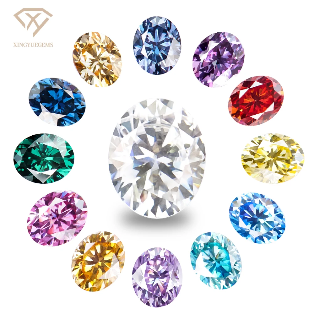 Gemstone Loose  High Quality  Moissanite colorful moissanite Oval Shape moissanite with GRA Certificate Factory Price