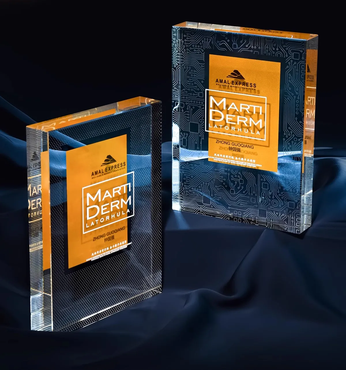Cross-border Company Staff Memorial High-grade Custom Award Display Card square Texture Crystal Trophy Customization