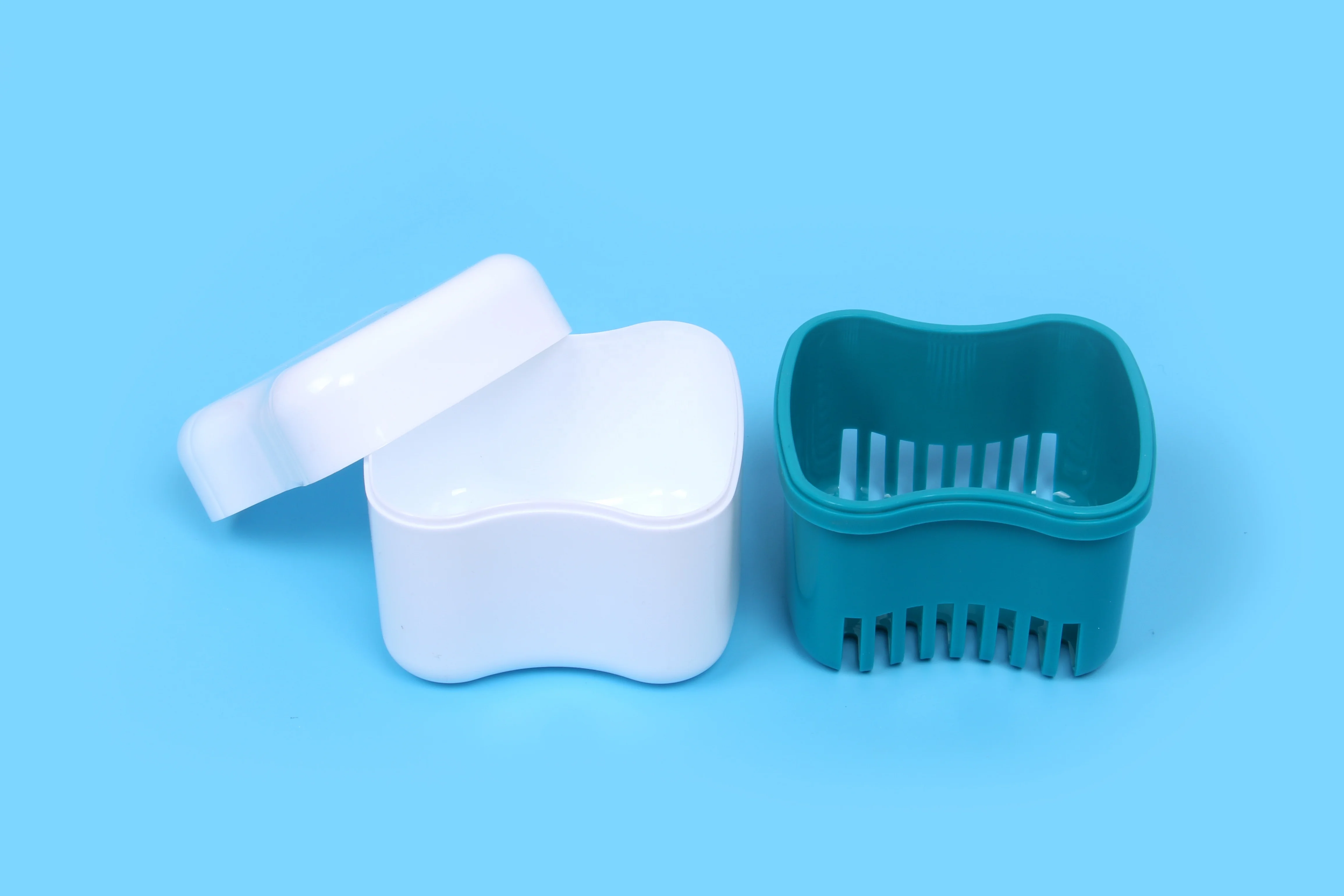 Dental Tray / Denture Retainer Box with Mirror Gray Soft Touch Rubber Paint for Plastic Jewelry Box Tooth Gem Plastic Case HN