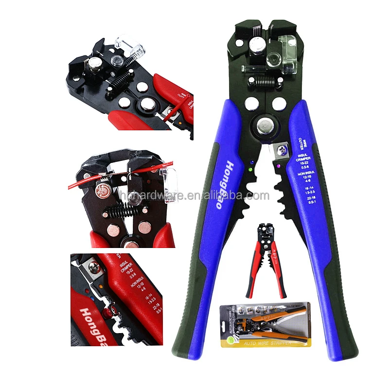 Self Adjusting Wire Stripper 3 in 1 Heavy Duty Automatic Wire Stripping Tool 10-24 AWG Electrical Cable Wire Cutter Pliers