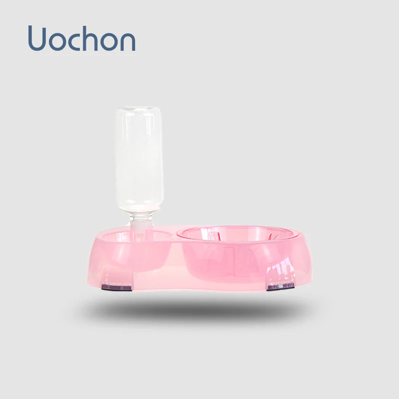 Colorful Neck Protective Dog Bowl Water Bottle 2 In1 Pet Bowls Set No-spill Dog Water Bottle