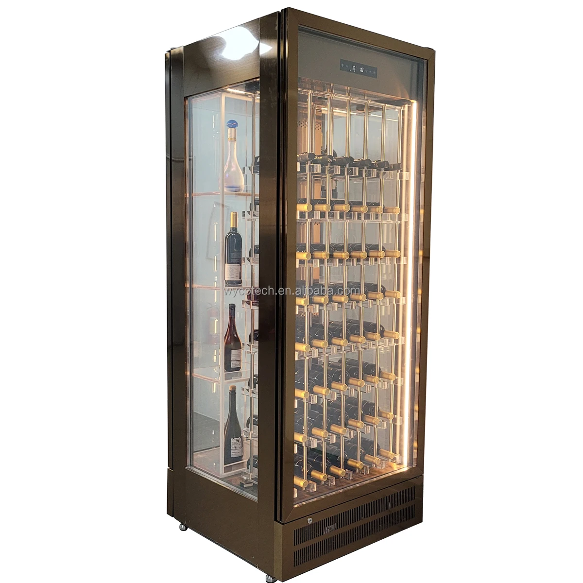 Free Standing Built in Wine Cooler Cellar Factory Direct Pricing Commercial Wine Fridge Glass Door Modern Wine Display Cabinet