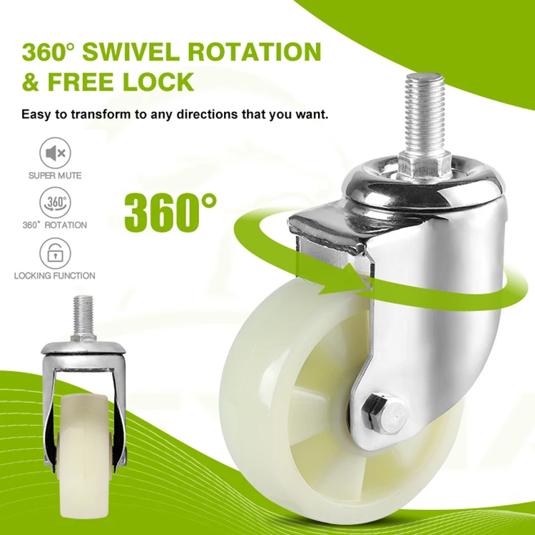 Industrial Caster Wheel 3/4/5/6 Inch Pp Caster Wheel With Double Bearings For Warehouse