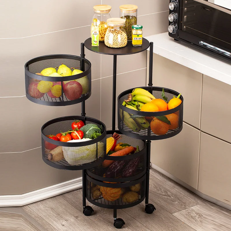 XingYou best seller kitchen rotating storage shelves rack vegetable organizer metal storage rack trolley
