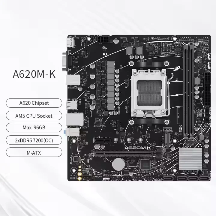 A620M-K материнская плата DDR5 с 2 димм 96 ГБ AM5 разъем Micro ATX