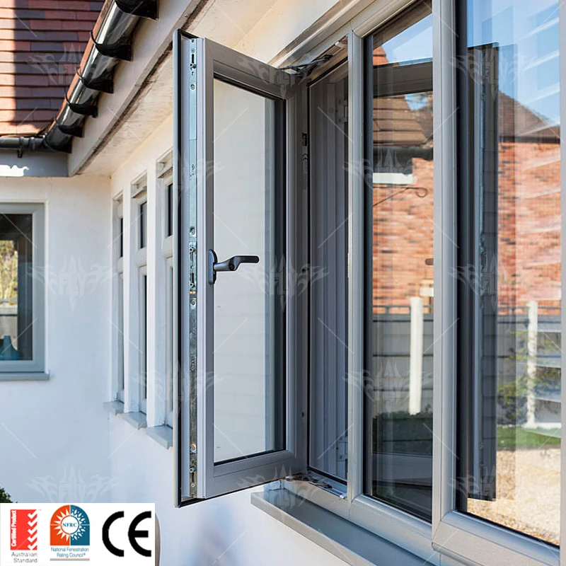 America NFRC custom swing casement window thermal break triple double glazed aluminum casement windows with security screen
