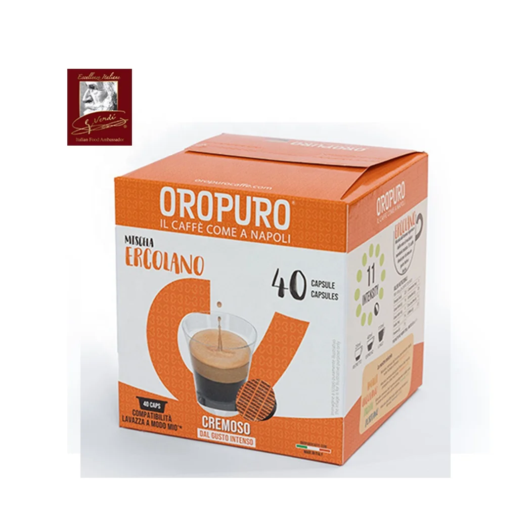 40 Ercolano Coffee A Modo Mio capsules compatible 30% Arabic 70% Robusta Made in Italy Selection GVERDI Italian food