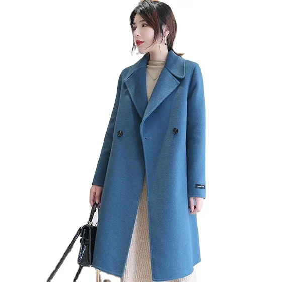 
2020 Hot Selling Long Winter Ladies Wool Coat Cashmere Wool Coats Women Outline Female Perfect Curve 