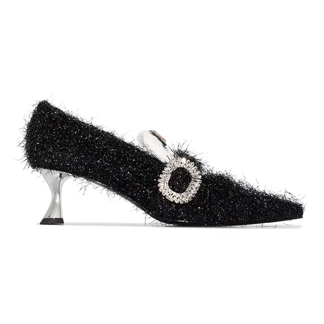 Pumps Black Kitten Heels Custom Fur Pump Women Shoes With Thin Heel