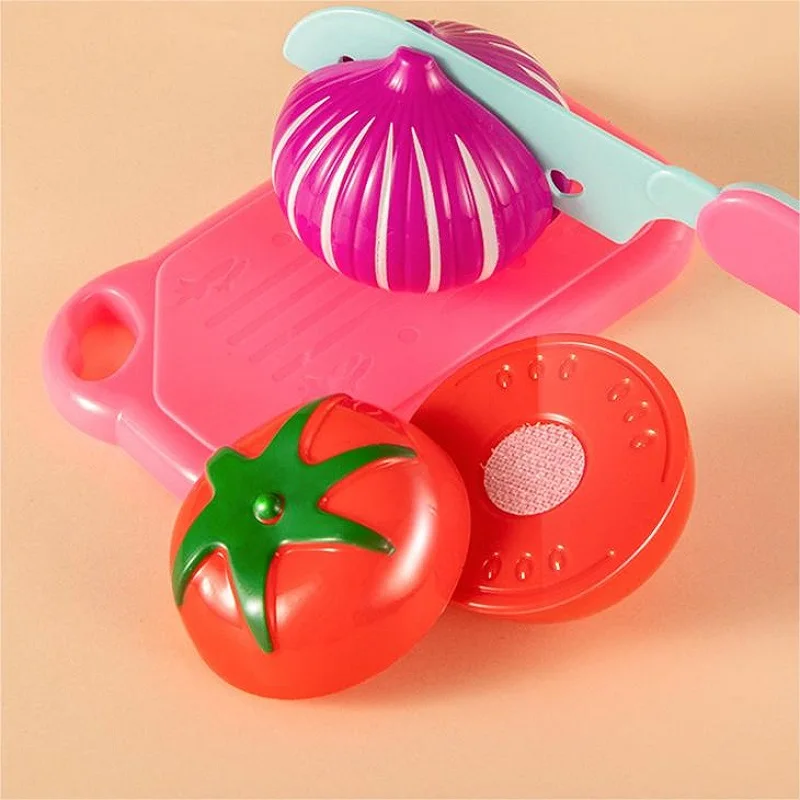Plastic Kitchen Cutting Fruits Vegetables Food Basket Set Pretend Play for Kids